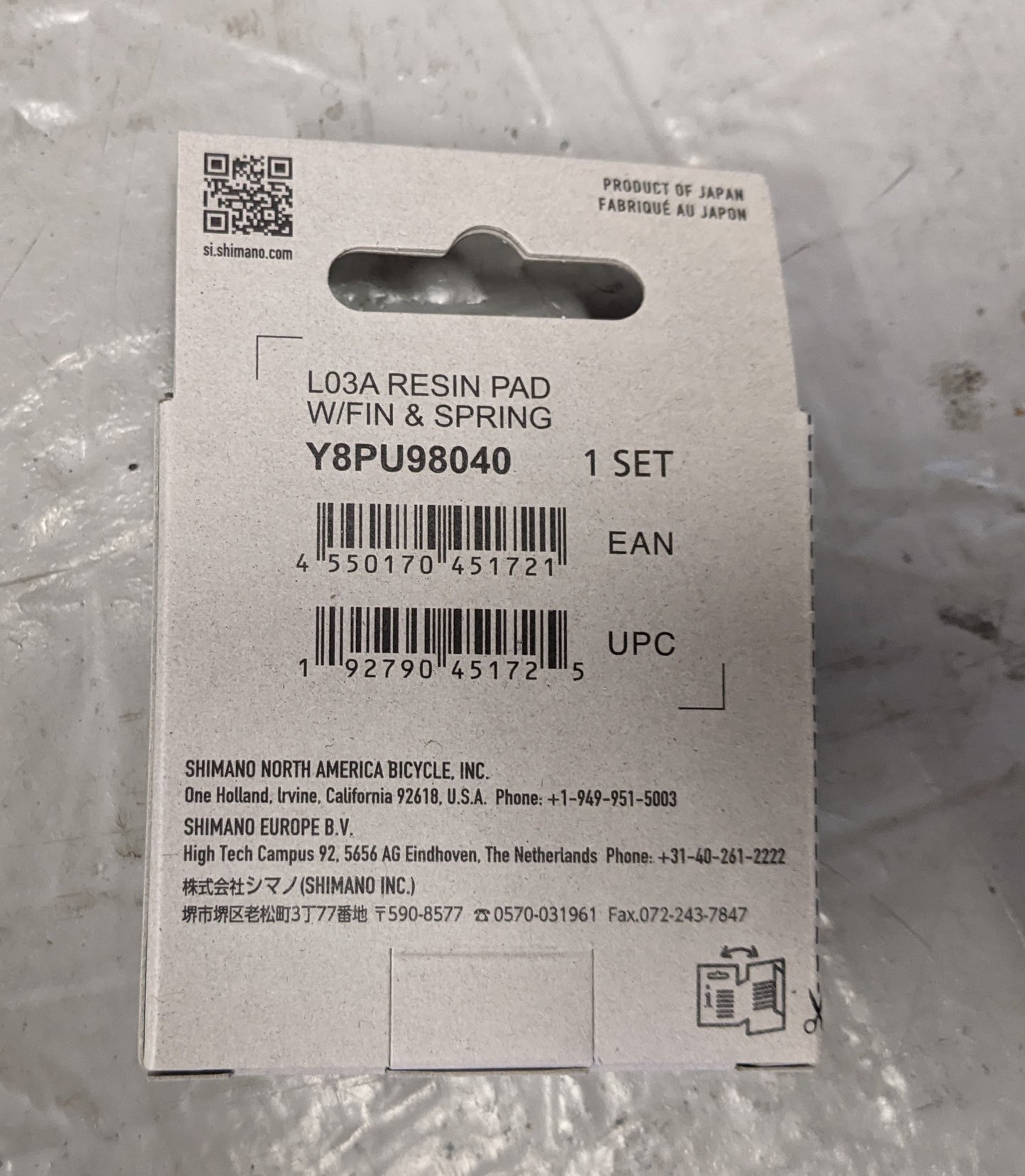 Shimano L03A Resin Pad w/ Fin & Spring (Disc Brake Pads)